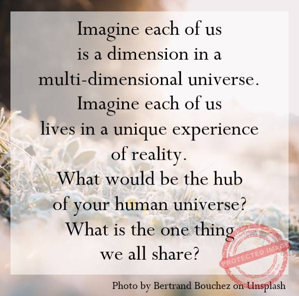 Imagine we are each a dimension in a multi-dimensional universe.
