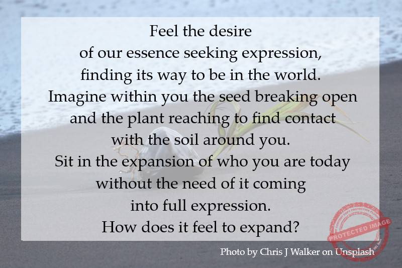 Feel the desire of your essence seeking expression, finding its way to be in the world.