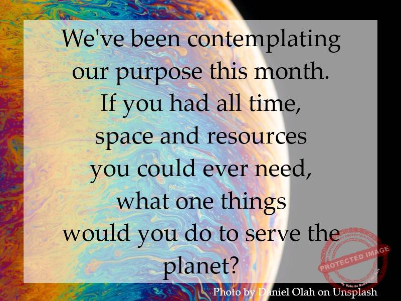 We've been contemplating our purpose this month.